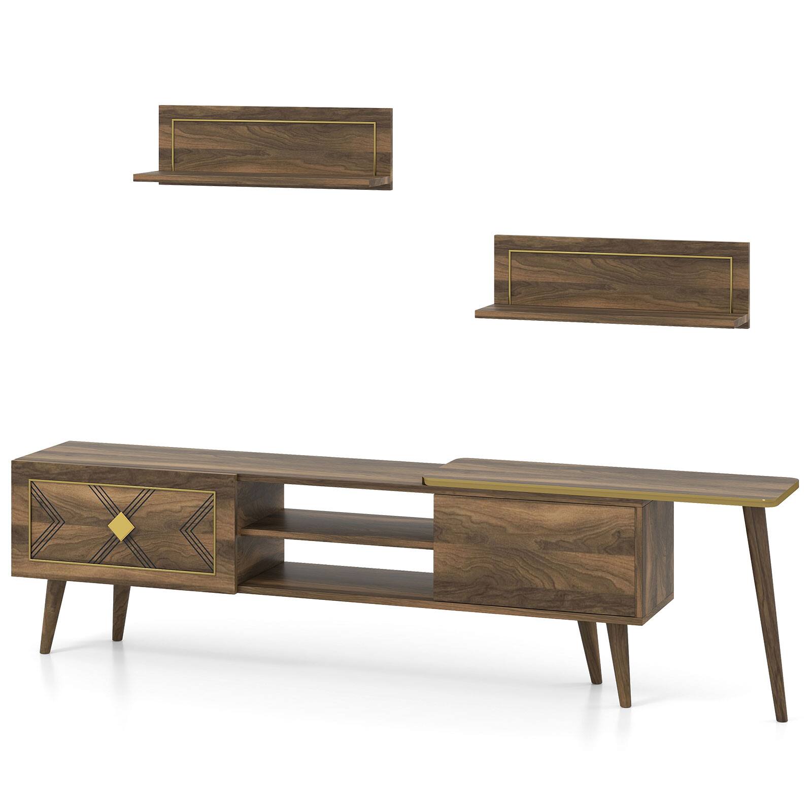 Alt View 9. Gymax - Gymax TV Stand Rustic Farmhouse Entertainment Center Suits TVs up to 85 Inches - Walnut.