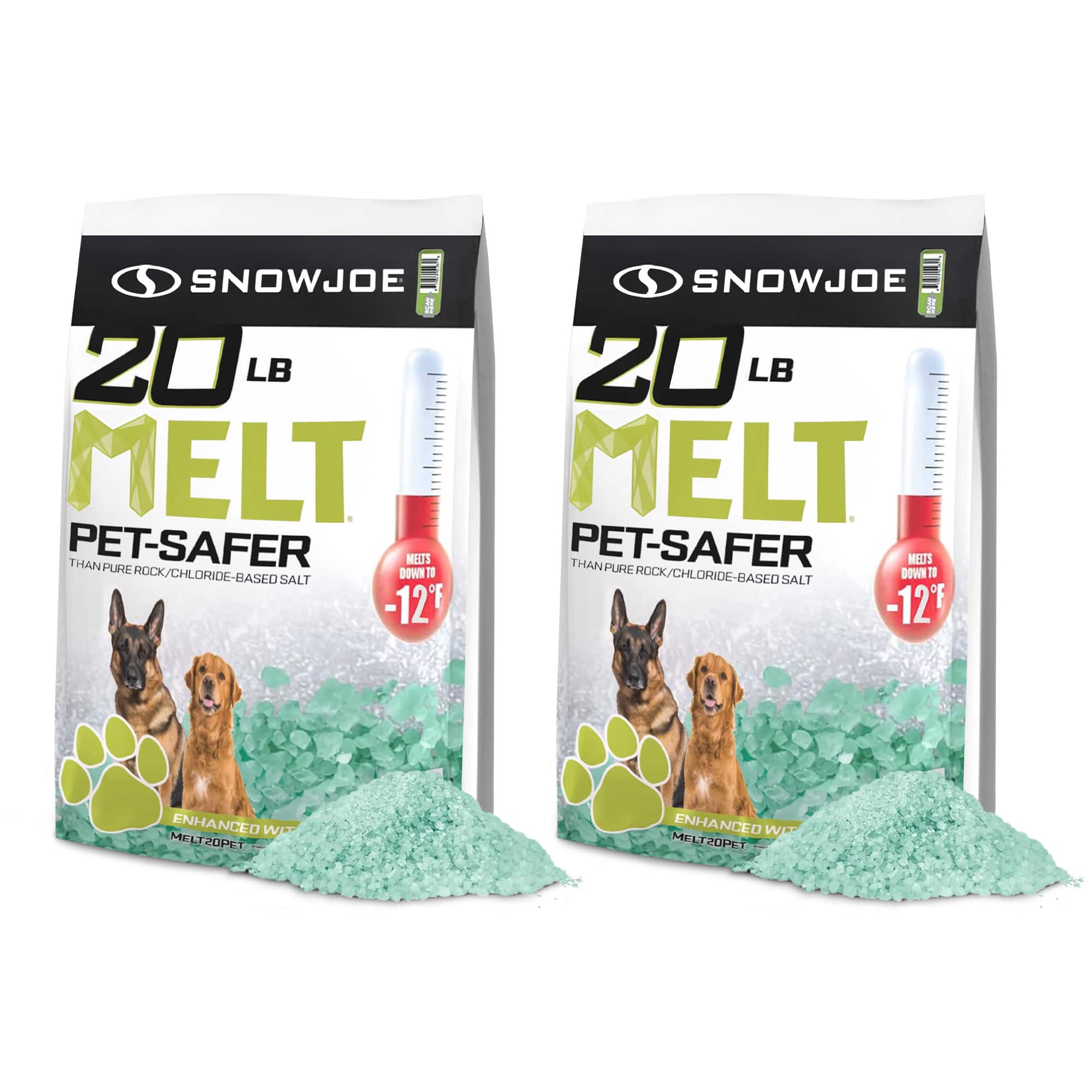 Photos - Snow Blower Snow Joe  2 Pack Pet-Safer Ice Melt Blend, Safe for Concrete/Sidewalks, 20 lb - White/green 2 x MELT20PET 