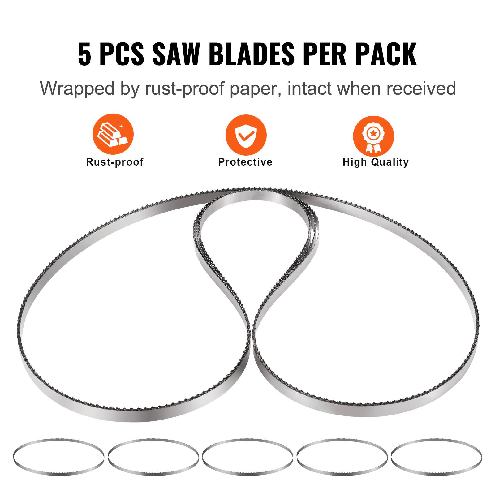 5 PCS SAW BLADES PER PACK  
Wrapped by rust-proof paper, intact when received  

- Rust-proof  
- Protective  
- High Quality