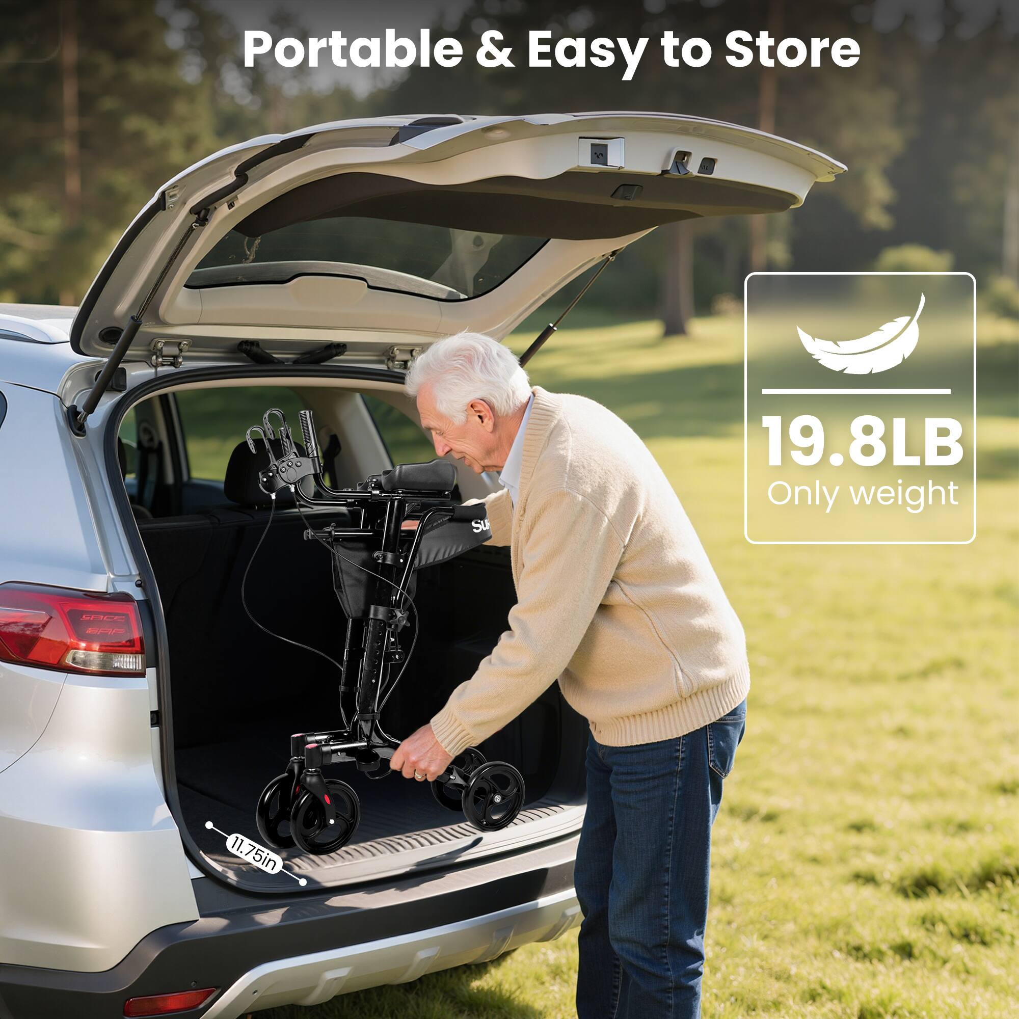 Portable & Easy to Store  
19.8LB Only weight  
11.75in