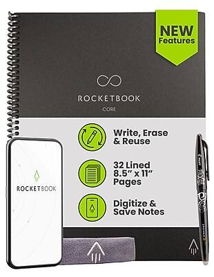 NEW Features

ROCKETBOOK CORE

Write, Erase & Reuse

32 Lined 8.5" x 11" Pages

Digitize & Save Notes
