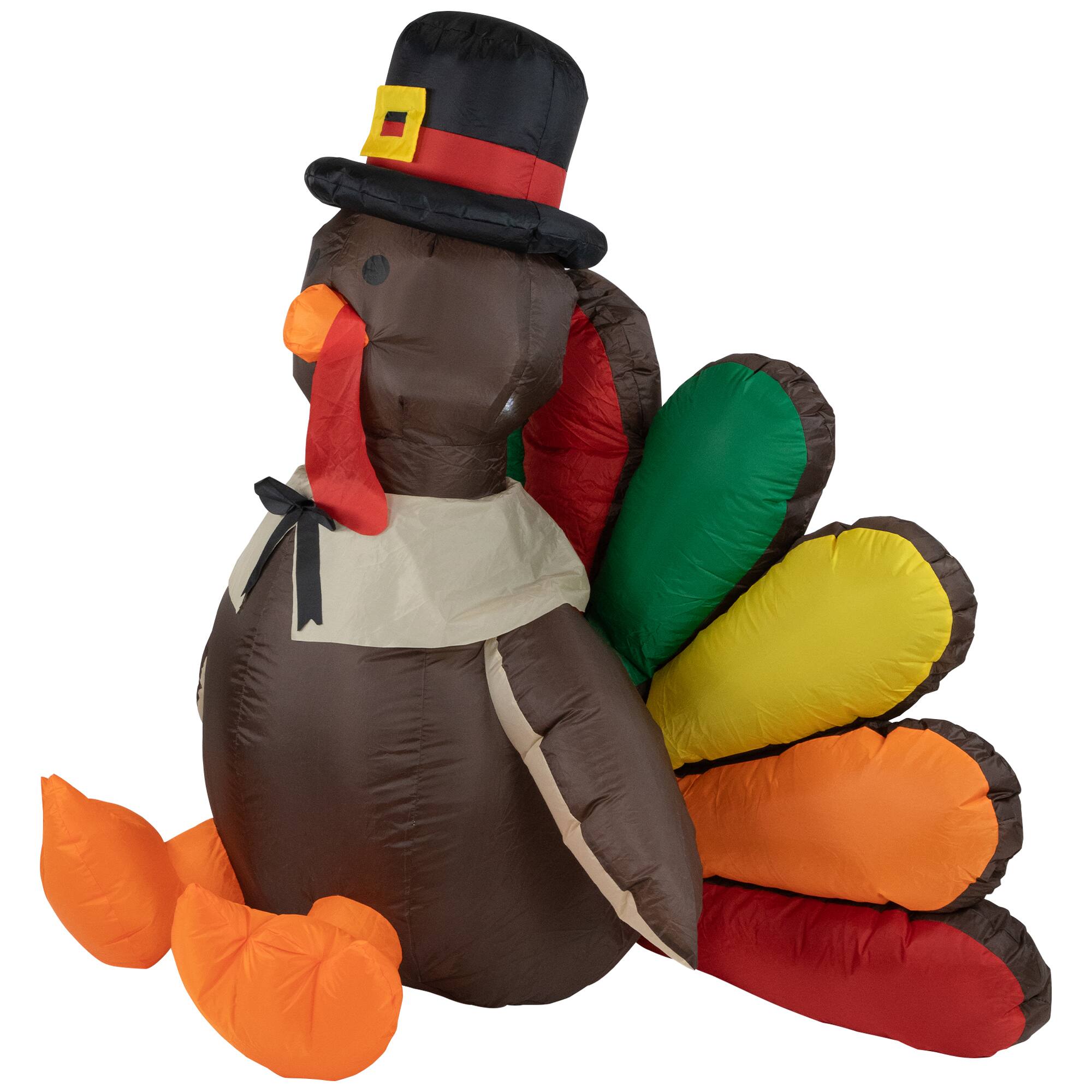 Alt View 2. Northlight - Pre-Lit Pilgrim Turkey Inflatable Thanksgiving Outdoor Yard Decoration - 6' - Multi.