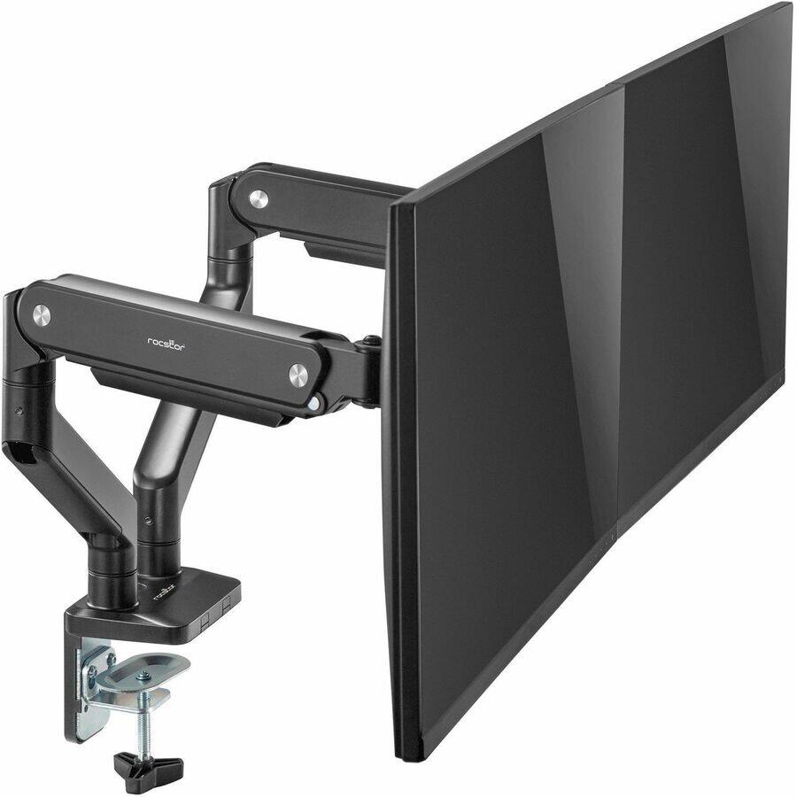 Alt View 5. Rocstor - Rocstor ErgoReach Mounting Arm for Monitor - Black - Landscape/Portrait - 2 Display(s) Supported - 17" to 32" Screen - Black.