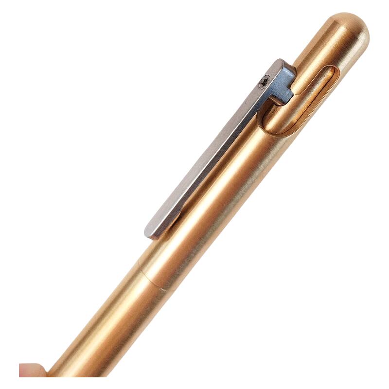 Left. Steel Horse Leather - The Axis | Brass Bolt Action Pen - Brass.
