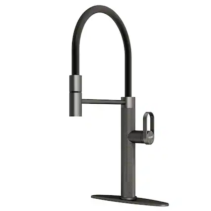 Front. ENZE - Touchless Kitchen Faucet with Pull-Down Sprayer Fahrenheit Temperature Display 3 Spray Modes 360° Modern Faucet - Gray.