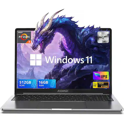 AMD2 RYZEN 3 Metal Shell Windows 11 512GB 16GB ROM RAM ACEMAGIC IPS SUPER CLEAR FULL HD 1920 X1200