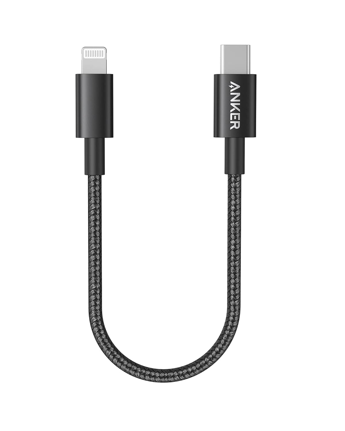 Anker - New Nylon USB C to Lightning Cable (1ft) - Black
