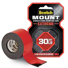 Scotch - Scotch-Mount Extreme Double-Sided Mounting Tape, 1" x 60", 1 Roll - Black