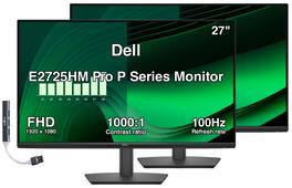 Dell - Pro P Series 27" FHD IPS Monitor, 5ms Response Time, Anti-Glare, 300nits Brightness, HDMI & DKZ Hub (E2725HM) 2Pack - Black