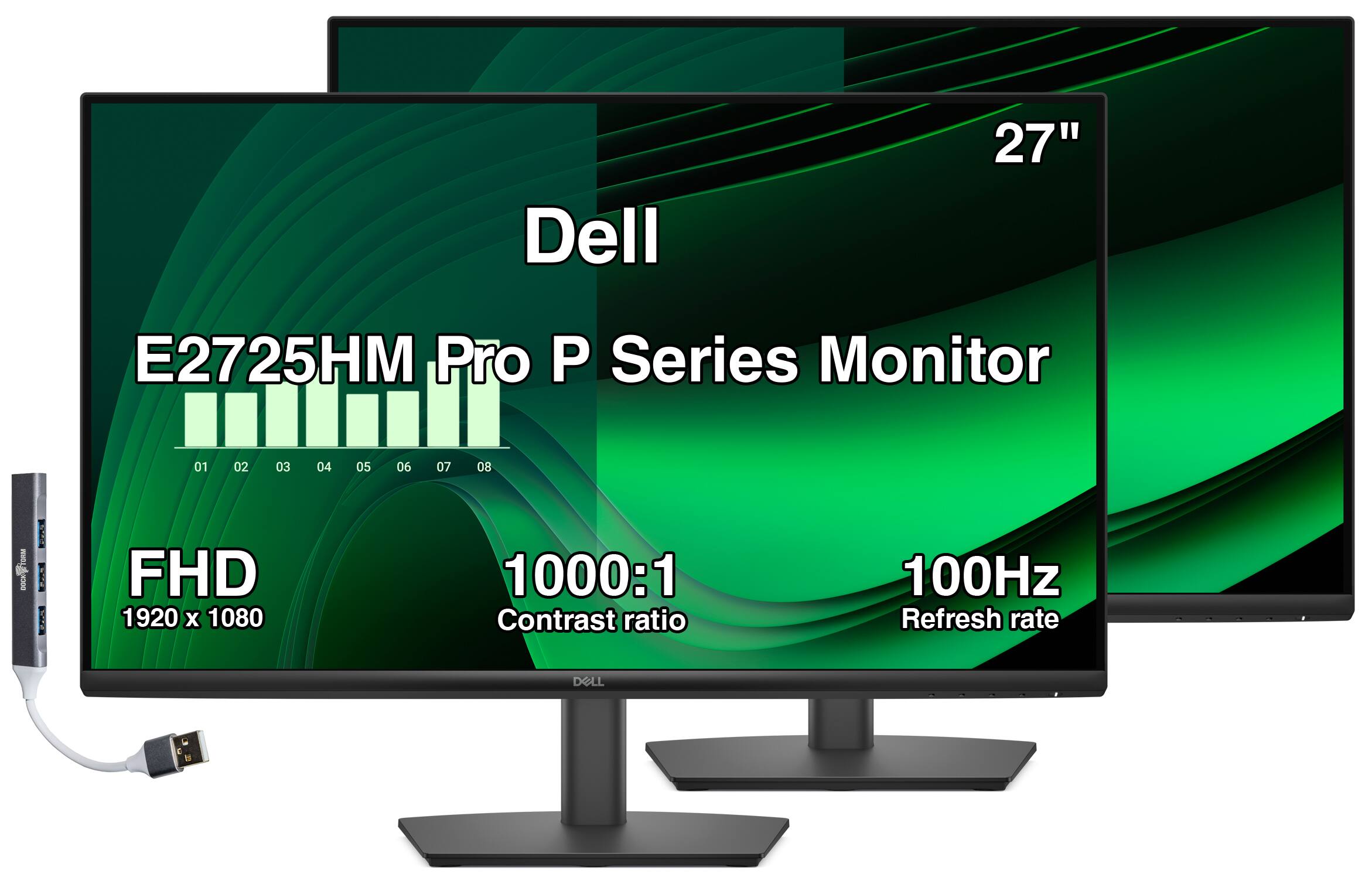 Dell 27" E2725HM Pro P Series Monitor

- FHD 1920 x 1080
- 1000:1 Contrast ratio
- 100Hz Refresh rate