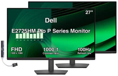 Dell - Pro P Series 27" FHD IPS Monitor, 5ms Response Time, Anti-Glare, 300nits Brightness, HDMI & DKZ Hub (E2725HM) 2Pack - Black
