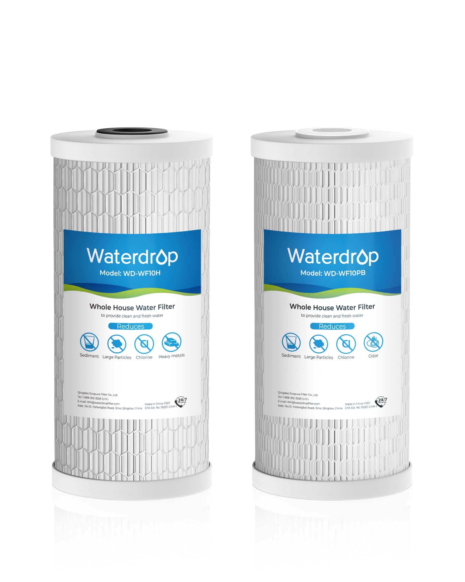 Waterdrop - Whole House Water Filter, Sediment Filter Reduce Heavy Metals, Cartridge Replacement for GE iSpring, Culligan Whirlpool - White