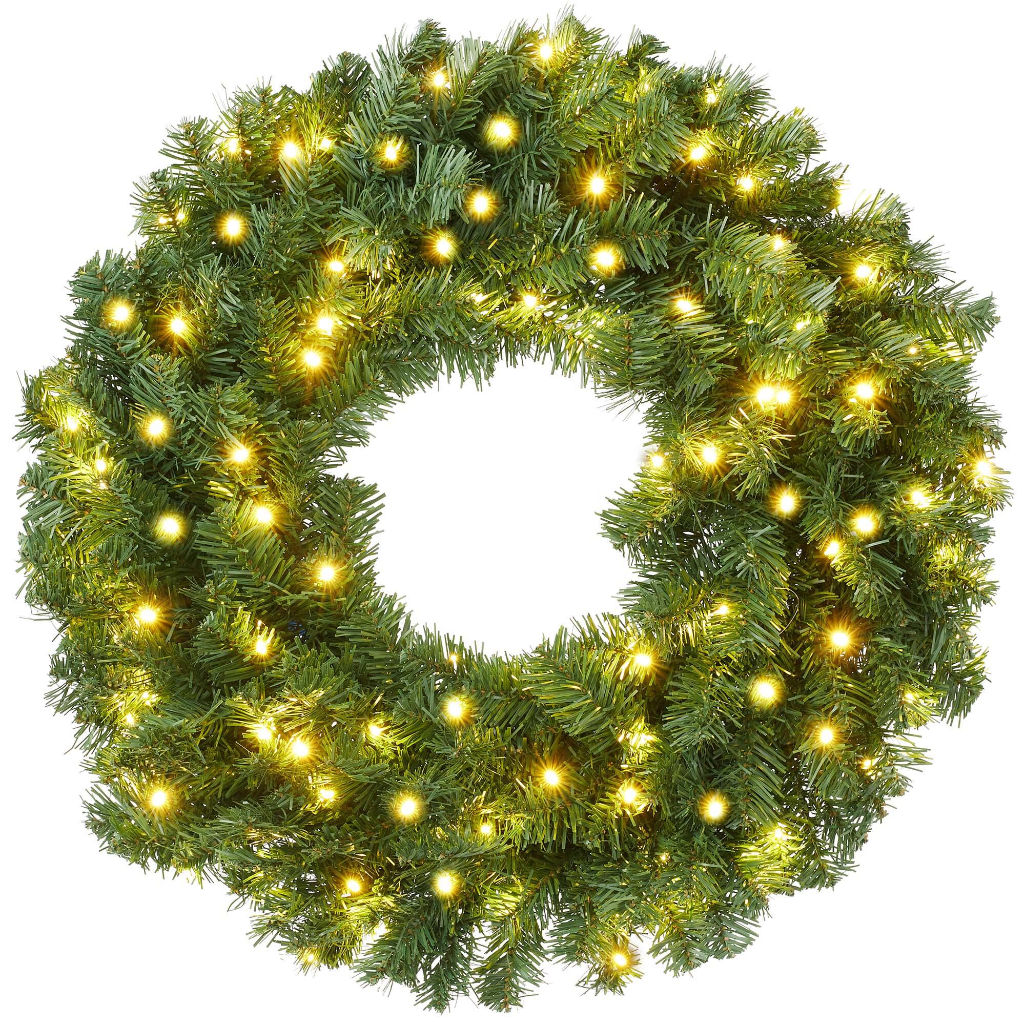Front. Casafield - 30" Pre-Lit Artificial Holiday Christmas Wreath - White Lights - Green White Lights.