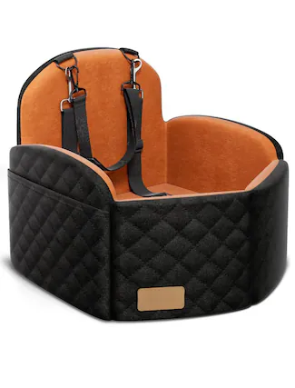 Front. Reds Spade - Dog Car Seat For Small medium Dogs Elevated Booster Memory Foam Puppy With Washable Cover Travel Safety Pet... - Black/brown 19.5"L x 19.5"W x 18.9"Th.