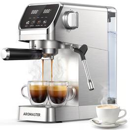 Aromaster - Espresso Machine 20 Bar with Milk Frother, Easy to Use Compact Espresso Maker with Touchscreen - Silver
