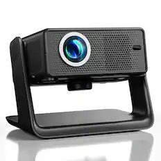 Front. Elephas - Mini Projector with WiFi and Bluetooth, Electric Focus & Keystone, Short Throw Full HD 1080P Video Projector - Black.