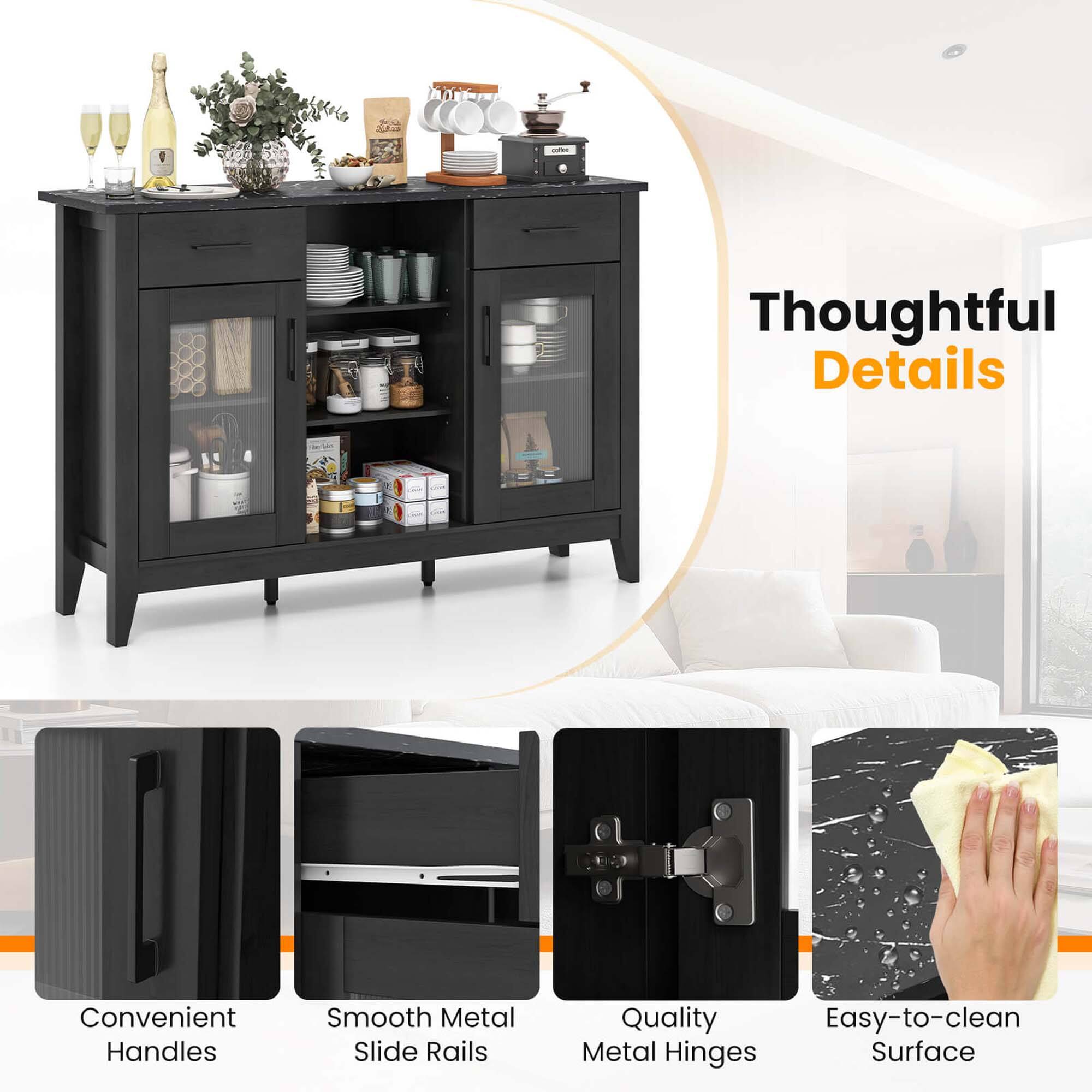Thoughtful Details: Convenient Handles, Smooth Metal Slide Rails, Quality, Easy-to-clean Metal Hinges, Surface.