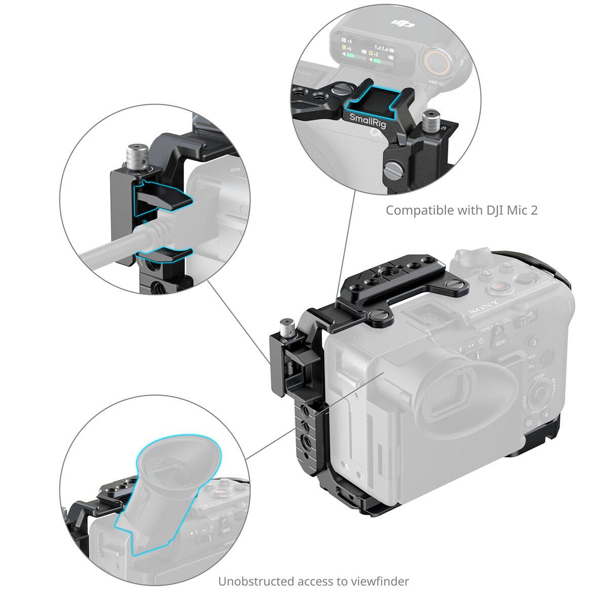 4 4 F 1424 - SmallRig Compatible with DJI Mic 2 SONY 2 HD - 5 P Dubo 20 a Unobstructed access to viewfinder