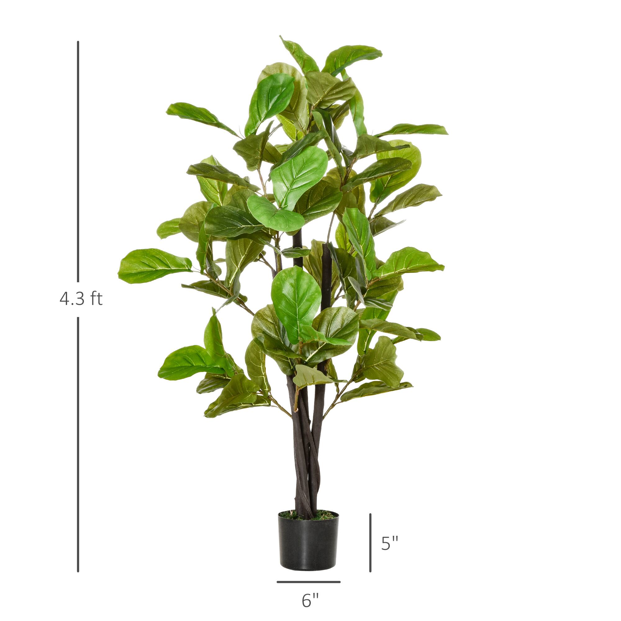 Alt View 2. Homcom - 4.5FT Artificial Fiddle Leaf Fig Tree, Faux Decorative Plant in Nursery Pot for Indoor or Outdoor Décor - Green.