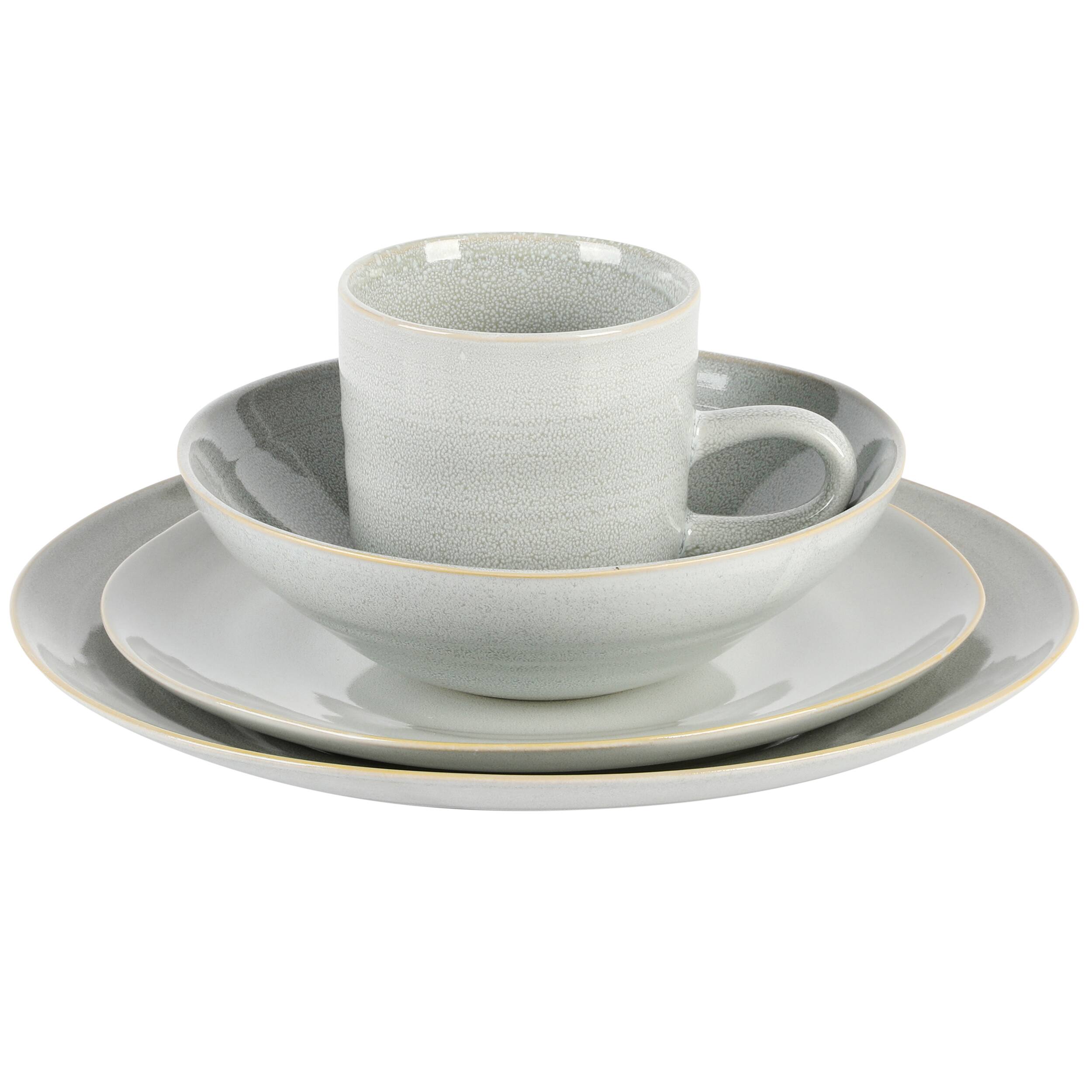 Alt View 2. Laurie Gates - Laurie Gates Ravenna 16 Piece Round Stoneware Dinnerware Set in Grey - Gray.