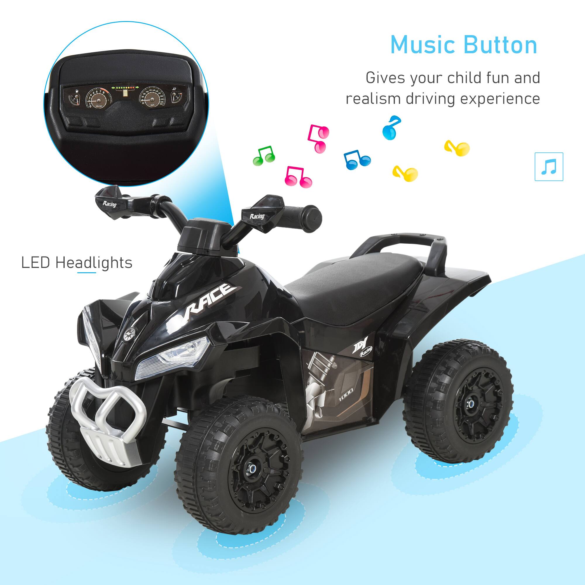 Music Button  
Gives your child fun and realism driving experience  

LED Headlights  

RACE