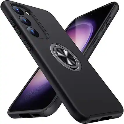 Front. Entronix - Entronix Galaxy A16 Case with 360º Circular Ring Grip Stand - Black.