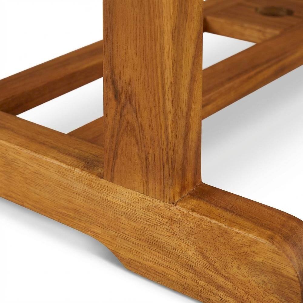 Left. Outdoor Escape - Wooden Patio Table, Oil Finish with Durable Construction and Weather Resistance - Brown.