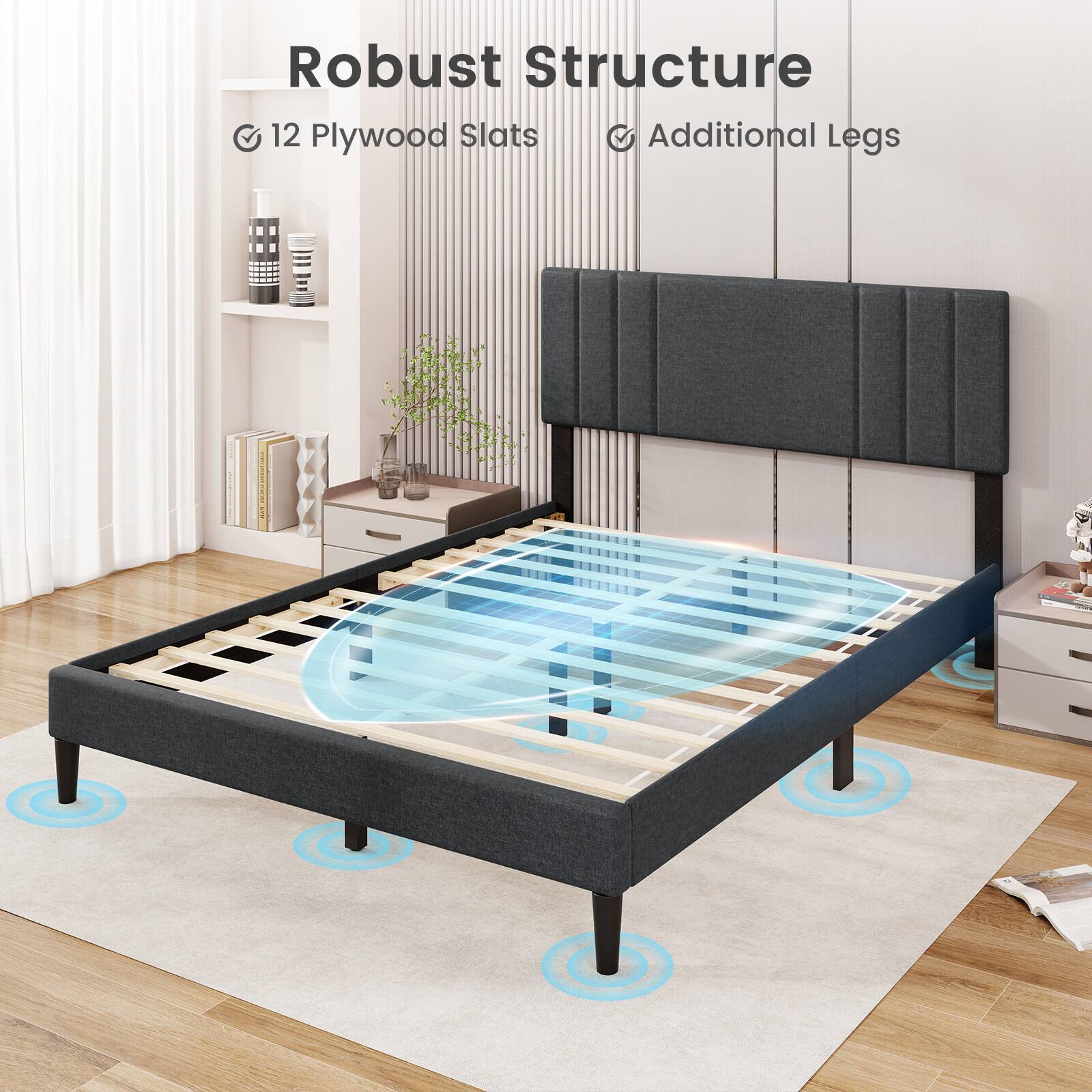 Robust Structure, 12 Plywood Slats, Additional Legs