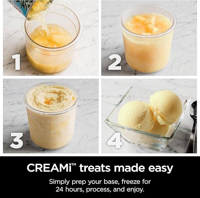 1. Simply prep your base, freeze for 24 hours, process, and enjoy.

2. CREAMi™ treats made easy