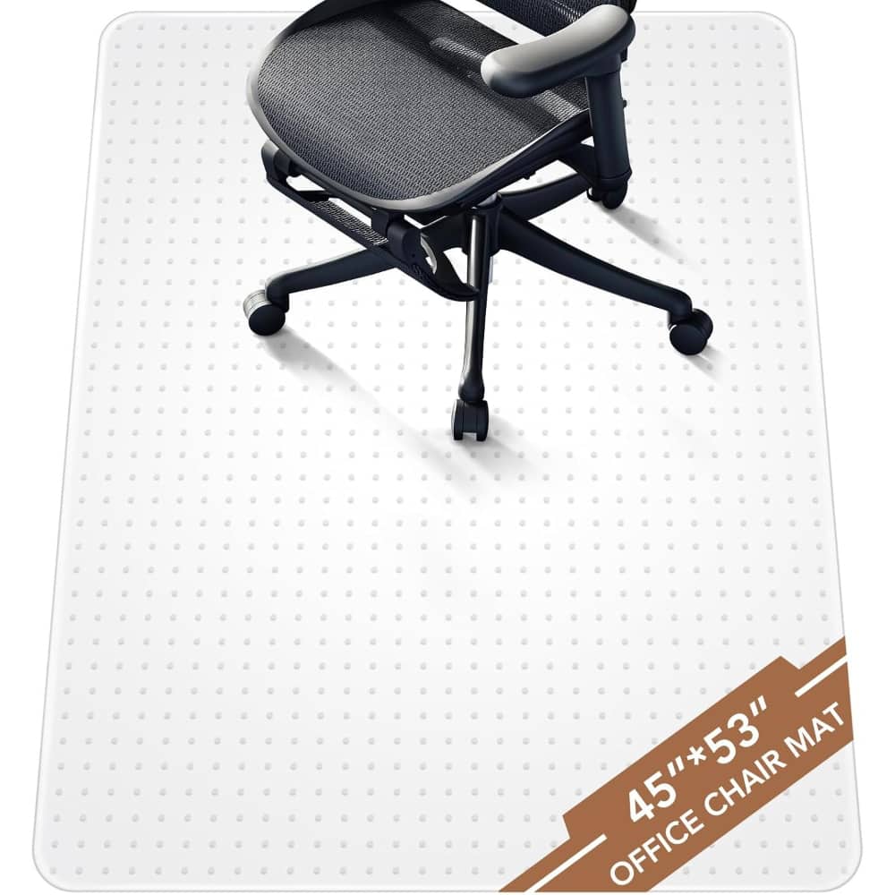 ZUQIETA - Heavy Duty Chair Mat for Carpet - 45"x53" with Lip, Protects Low Pile Flooring - Clear