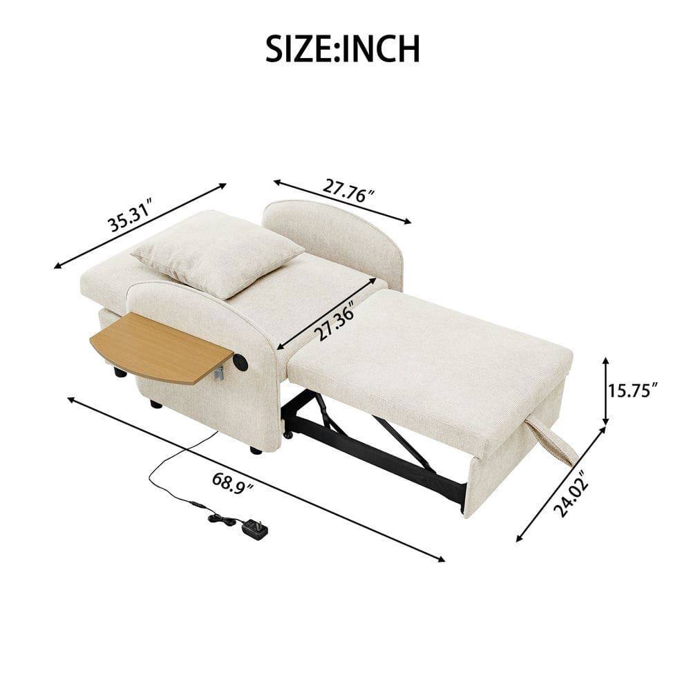 SIZE: INCH  
- Length: 76"  
- Width: 35.31"  
- Depth: 27.76"  
- Height: 24.02"  
- Seat Height: 15.75"  
- Armrest Height: 27.36"  
- Overall Height: 68.9"