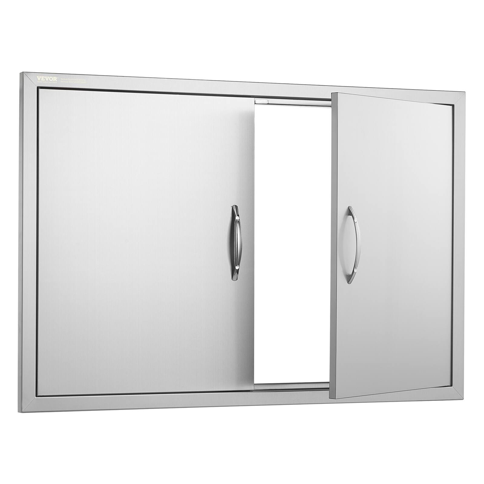 Alt View 5. VEVOR - BBQ Access Door, 39W x 26H Inch Double Outdoor Kitchen Door, Stainless Steel Flush Mount Door, Wall Vertical Door - Silver.
