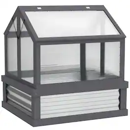 Outsunny - Raised Garden Flower Bed Kit with Greenhouse, Wooden Cold Frame Planter