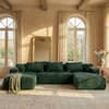 Front. FUFU & GAGA - Dark Green Modular Plush Velvet Sectional Sofa with Chaise, Soft High-Density Foam, Pet-Friendly Living Room Couch - Dark Green.