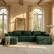 Front. FUFU & GAGA - Dark Green Modular Plush Velvet Sectional Sofa with Chaise, Soft High-Density Foam, Pet-Friendly Living Room Couch - Dark Green.