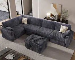Dyonery - 161.5" Extra Large Modular Sectional Sofa , Modern Oversized L Shaped Sectional Couch , Tool-Free Assembly - Gray