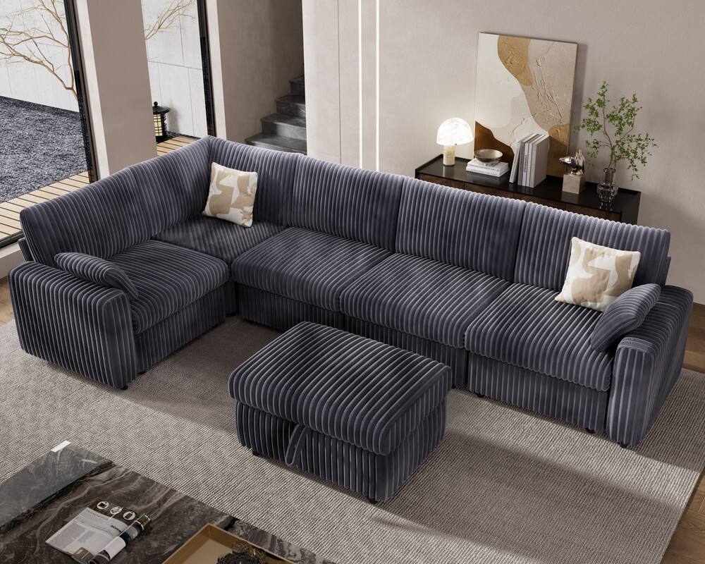 Front. Vipbear - Vipbear 161.5" Extra Large Modular Sectional Sofa , Modern Oversized L Shaped Sectional Couch , Tool-Free Assembly - Grey.