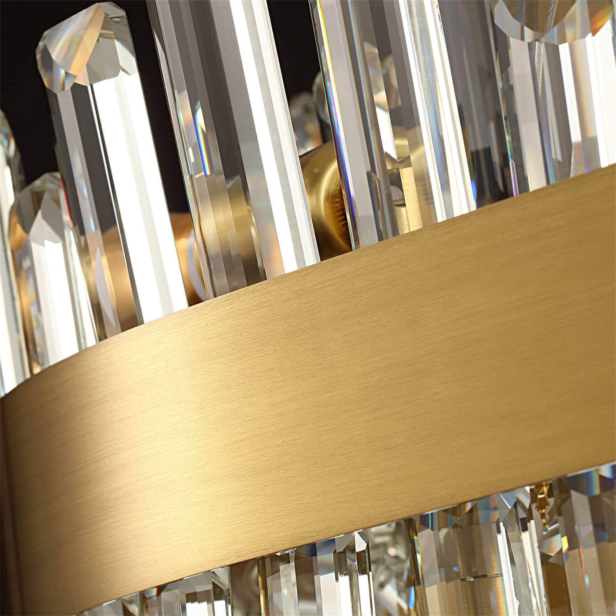 Alt View 6. Siljoy - Siljoy 20-Light Brushed Gold Rectangle Chandelier, 52in K9 Crystal Raindrop E12 Pendant for Dining/Living/Kitchen - Gold.