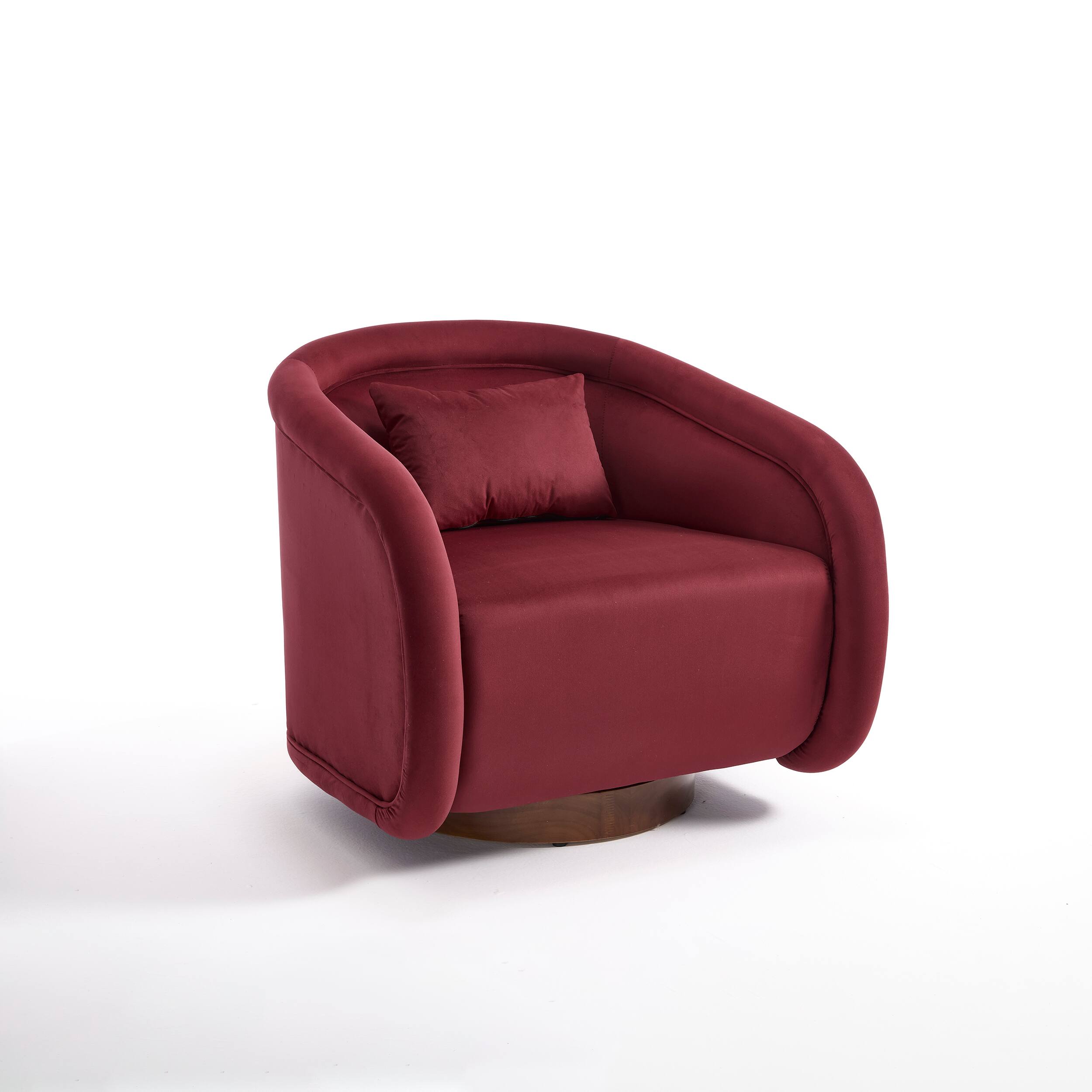 Angle. Lirago - 30" Wide Swivel Accent Chair 360° Swivel Barrel Chair with Velvet Upholstery Red - Red.