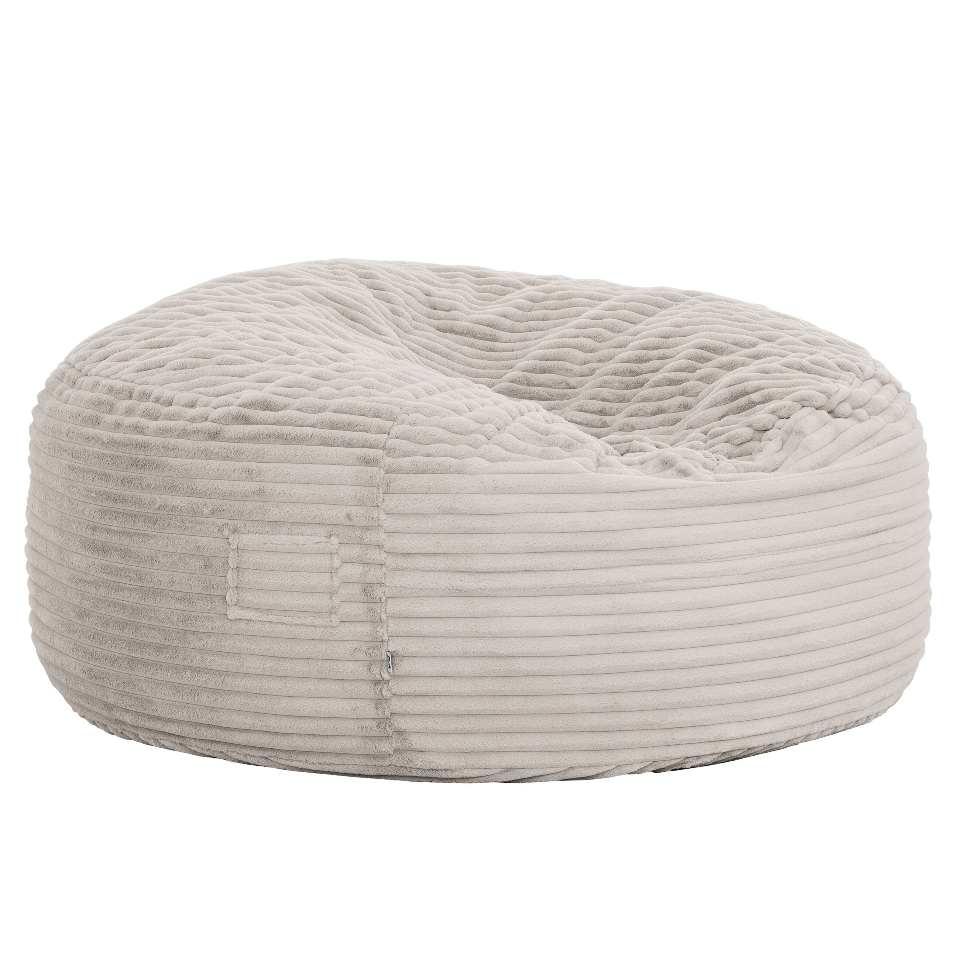 Left. LOVMOR - 60 Inch Corduroy Bean Bag Chairs Memory Foam For Living Room Playroom Lounge Ribbed Cozy Indoor Lounge Seating - taupe.