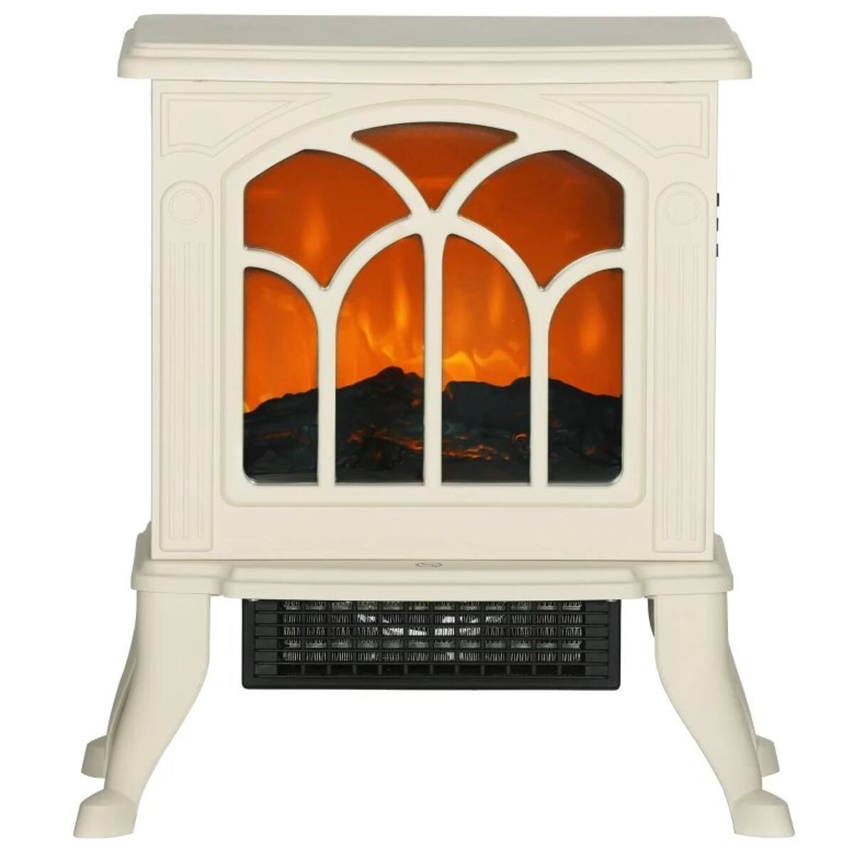 Angle. Loheer - Loheer Beige Electric Fireplace Stove Freestanding Portable Fireplace 1500W - Beige.