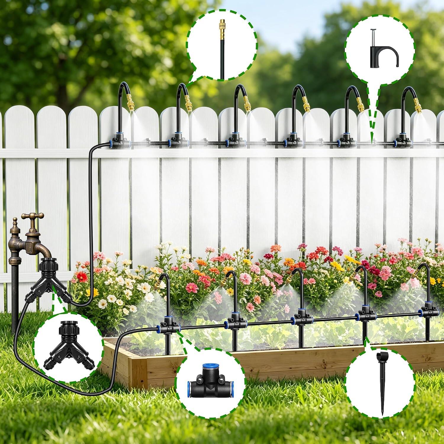 Angle. Meraw - Meraw 200FT 360° Adjustable Irrigation System with Stake Holders.