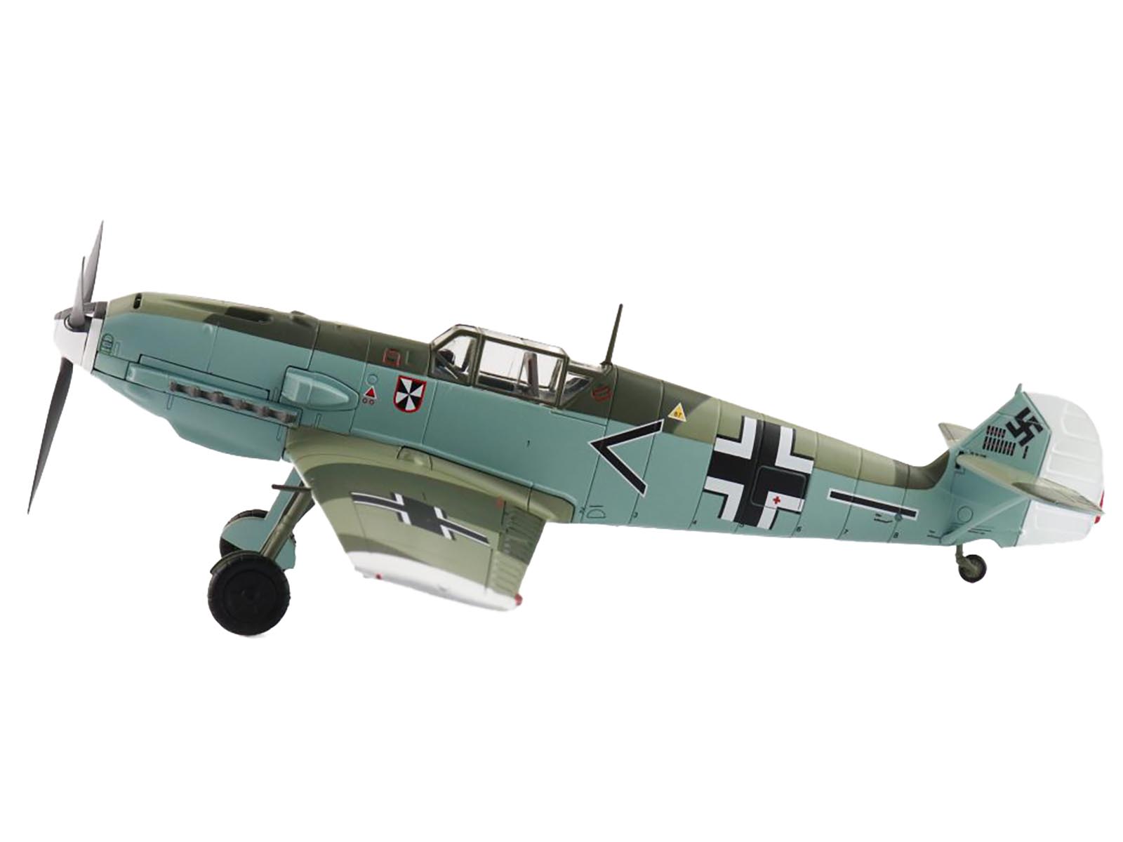 Angle. Hobby Master - Messerschmitt Bf 109E-4 "Franz von Werra II/JG-3 1940" German Luftwaffe 1/48 Air Power Series Diecast Model - Multicolor.