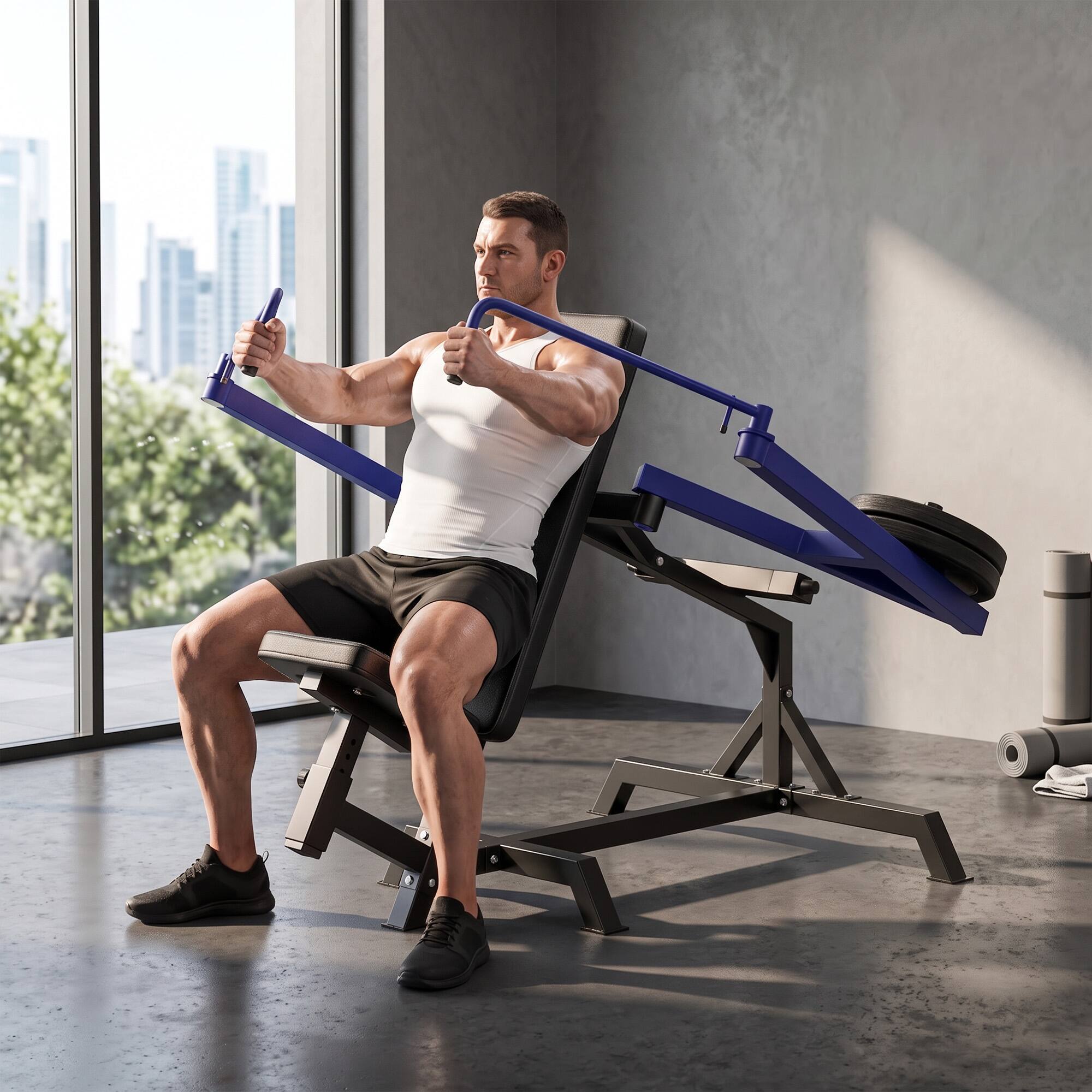 Alt View 8. Soozier - Chest Press Machine, 660 lb Chest Fly Machine with Adjustable Lever Arms, Adjustable Seat - Dark Blue.