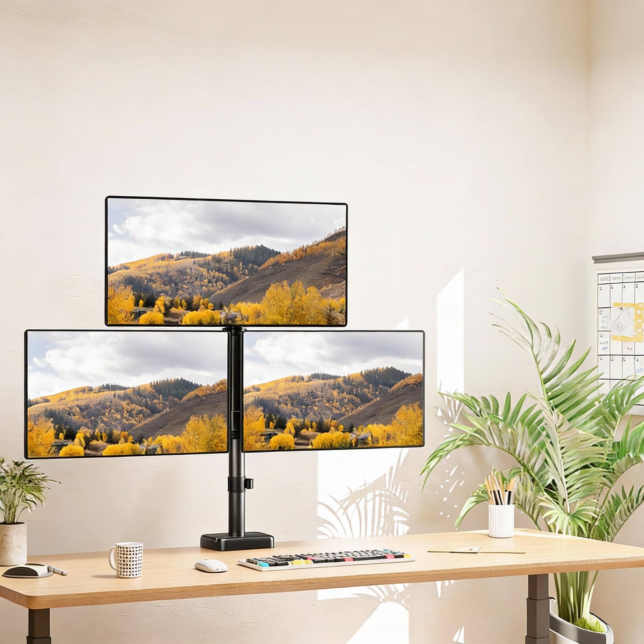 Alt View 1. Frangdom - Triple Monitor Mount 32" 19.8lbs Gas Spring Arm VESA 75/100 - BLACK.