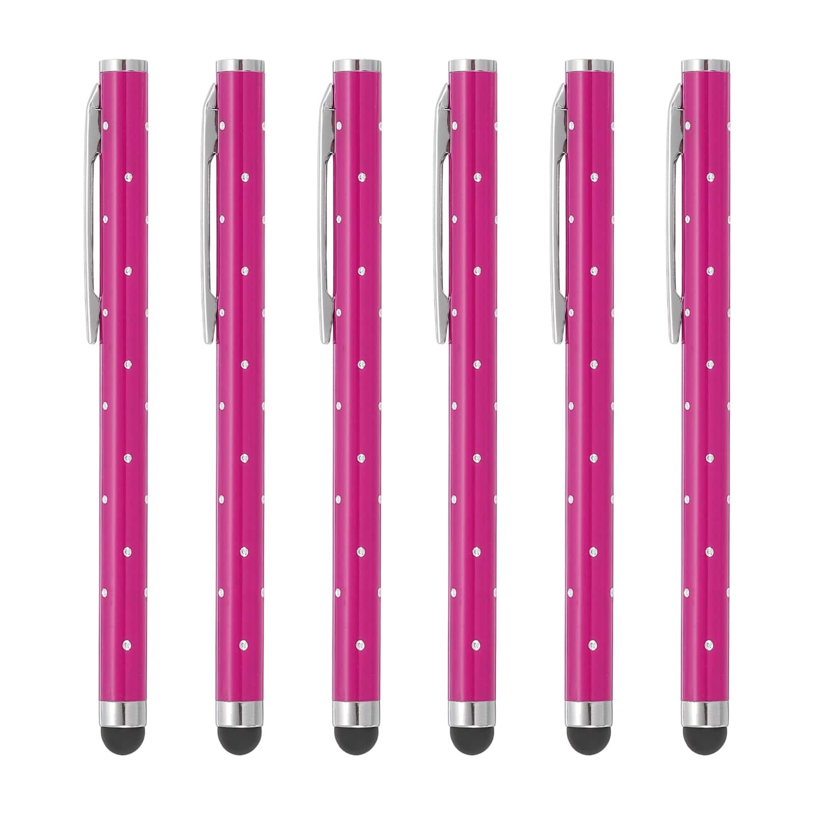 Unique Bargains - Stylus Pens for Touch Screens, 6pcs High Precision Universal Bling Metal Capacitive Pen for Touch Screen Devices Phone - Rose Red