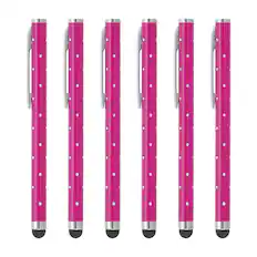 Front. Unique Bargains - Stylus Pens for Touch Screens, 6pcs High Precision Universal Bling Metal Capacitive Pen for Touch Screen Devices Phone - Rose Red.