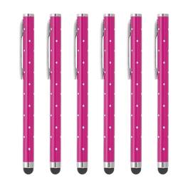 Unique Bargains - Stylus Pens for Touch Screens, 6pcs High Precision Universal Bling Metal Capacitive Pen for Touch Screen Devices Phone - Rose Red
