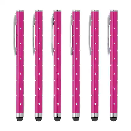 Front. Unique Bargains - Stylus Pens for Touch Screens, 6pcs High Precision Universal Bling Metal Capacitive Pen for Touch Screen Devices Phone - Rose Red.