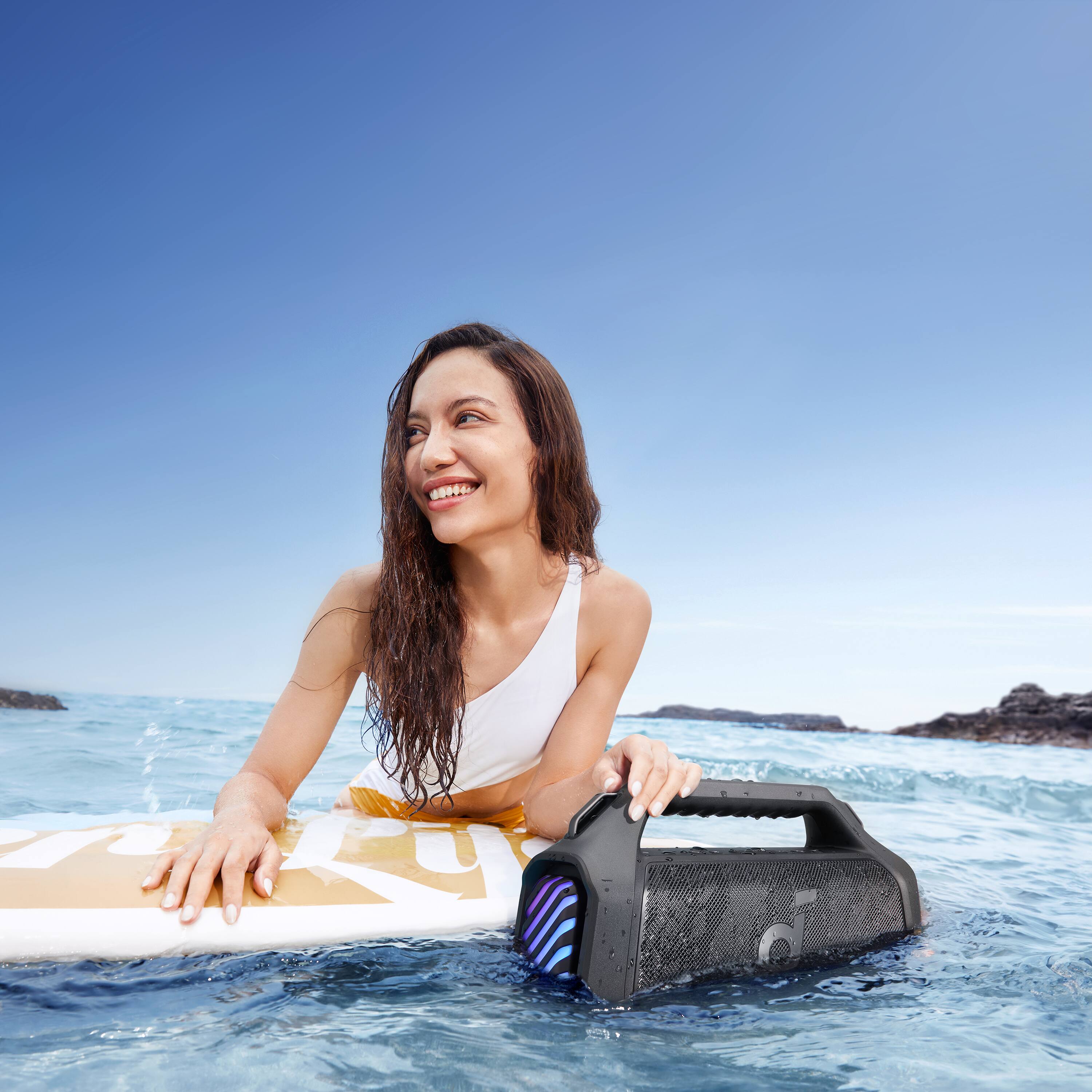 Alt View 14. Soundcore - by Anker Boom 2 Plus IPX7 Waterproof 140W Bluetooth Speaker with Subwoofers, BassUp 2.0, Custom Lighting, & Power Bank - Black.